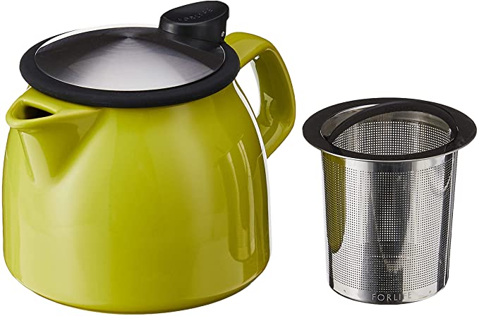 Bell Ceramic Teapot with Basket Infuser 16 oz (Green)