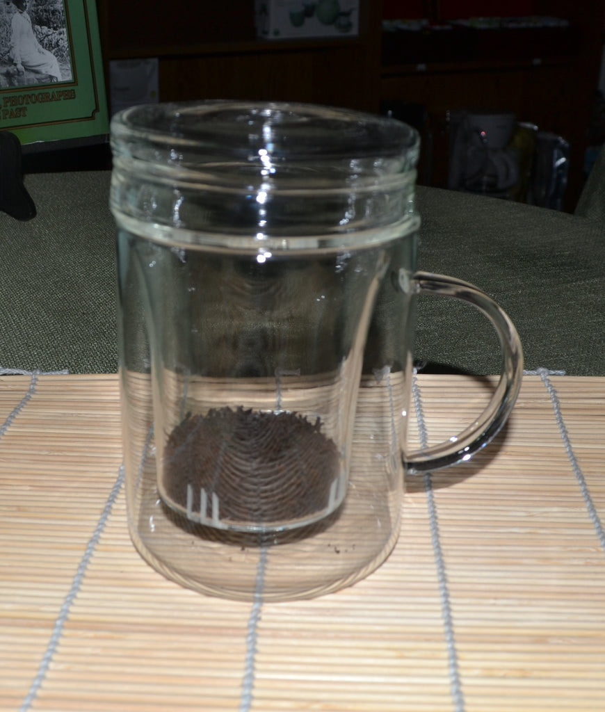 12 oz Glass Mug with glass infuser and lid