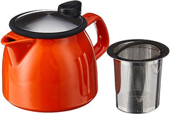 Bell Ceramic Teapot with Basket Infuser 16 oz (Orange)